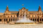 Vicente Traver fountain, Plaza de Espana, Seville, Andalusia, Spain. Art Print
